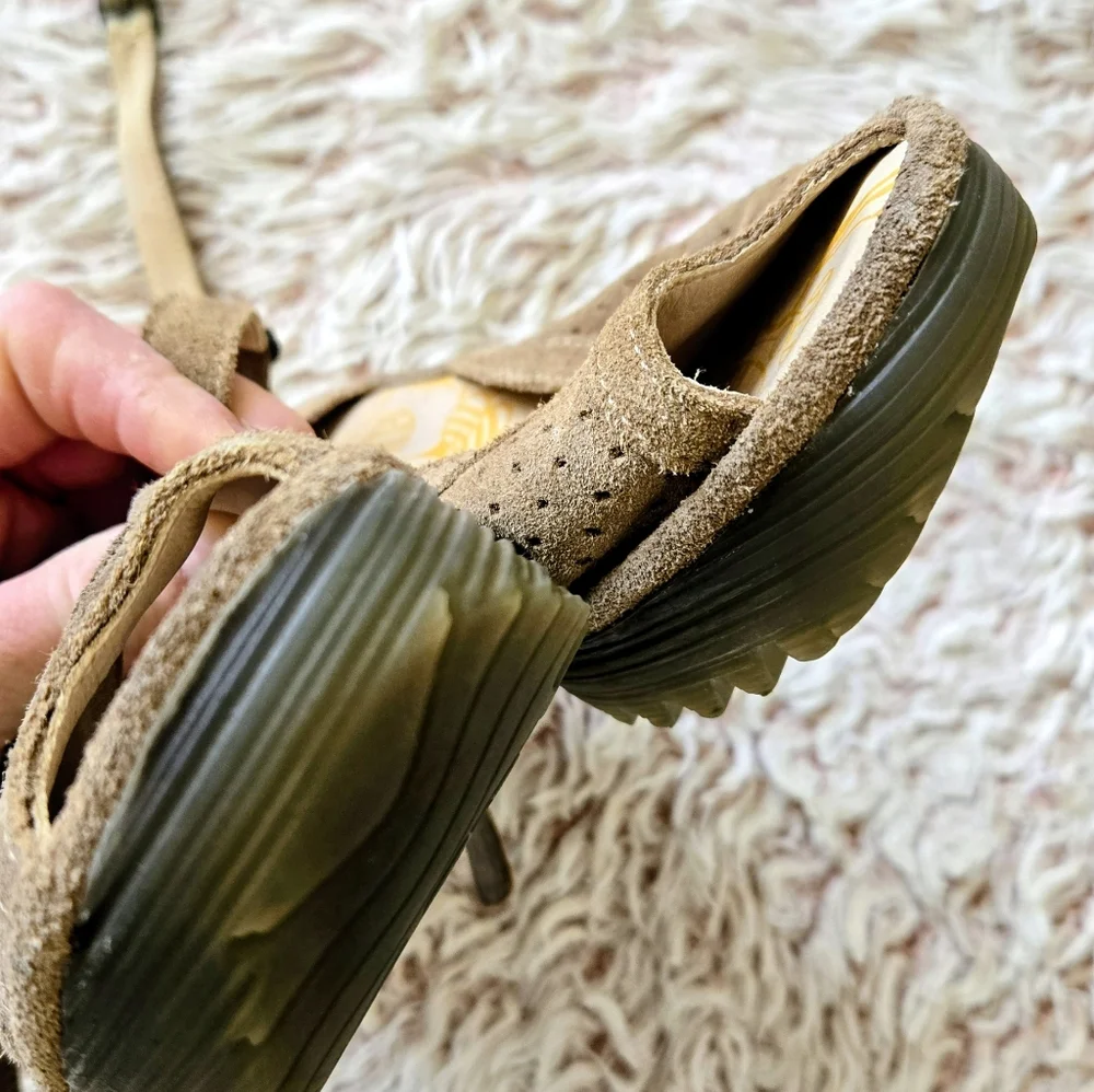 🐐Fly London Taupe Suede Wrap Around Ankle Strap Sandals - Picture 6 of 8